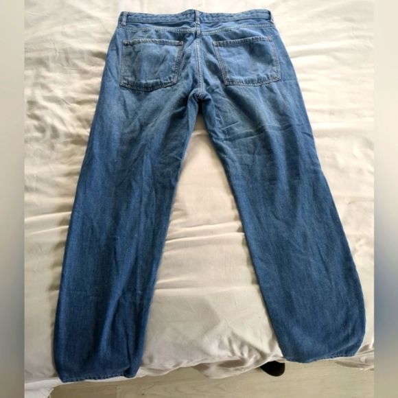 Forever 21 Baggy Straight Leg Distressed high Rise Blue Jeans Size 30 - Picture 8 of 8